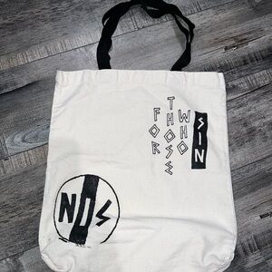 FTWS light tan/Black small canvas Tote Bag